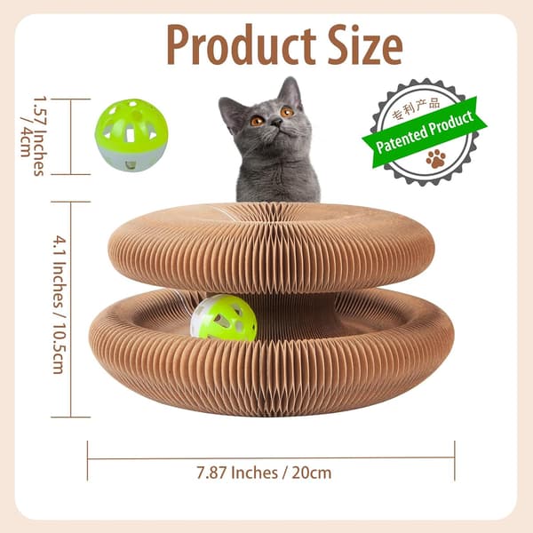 Interaktiv trekkspill-katteskraperleke med ball for innekatter