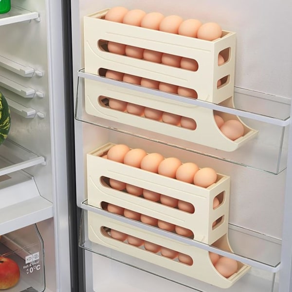 30 egg egg holder for kjøleskap - Auto Rolling kjøleskap egg organizer Grey