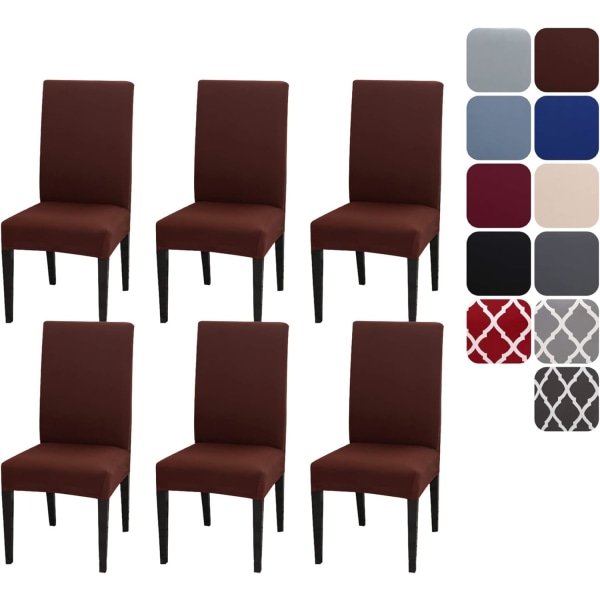 Ruokailuhuoneen tuolinpäälliset 4 tai 6 kappaleen sarja, joustava irrotettava pestävä ruokailutuolin suojapäällinen koristepäällinen istuinsuojus hotelliin coffee 6pcs
