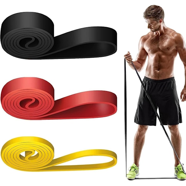 3 sett med elastiske motstandsbånd, 3 motstandsnivåer, elastiske motstandsbånd for sport, Pilates, yoga, fitness