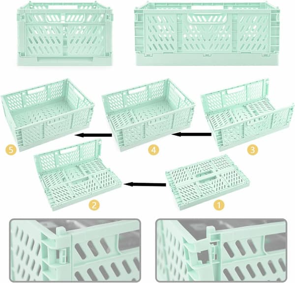 2/3 stk Store Sammenleggbare Kurver, Stable Foldbare Plast Oppbevaringsbokser, Plastboks, Sparboks, for Kontor, Kjøkken, Bad 2PC 30*20*12CM