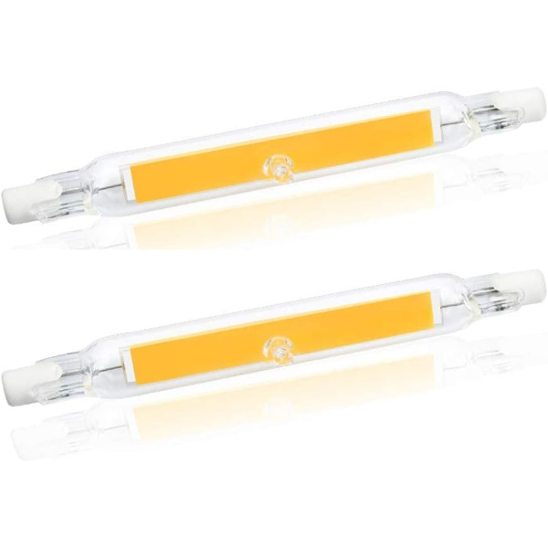 5W R7S 78MM J78 COB Filament LED-pære, 500 Lumen 360 grader, Halogenpære 30W 48W 50W ækvivalent, til hjem, værelse, balkon, osv. 2 stk., varm hvid 2700K