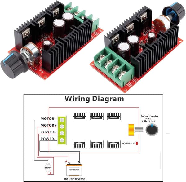 DC-motorhastighetskontrollbrytare 12V 24V 48V 2000W MAX 10-50V 40A PWM HHO RC-regulator, 1-pack