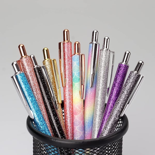 Kimaltelevat ruusukultaiset kuulakärkikynät, musta muste, keskikokoinen kärki 1 mm, lahjat ja toimistotarvikkeet Multicolor 10 PCS
