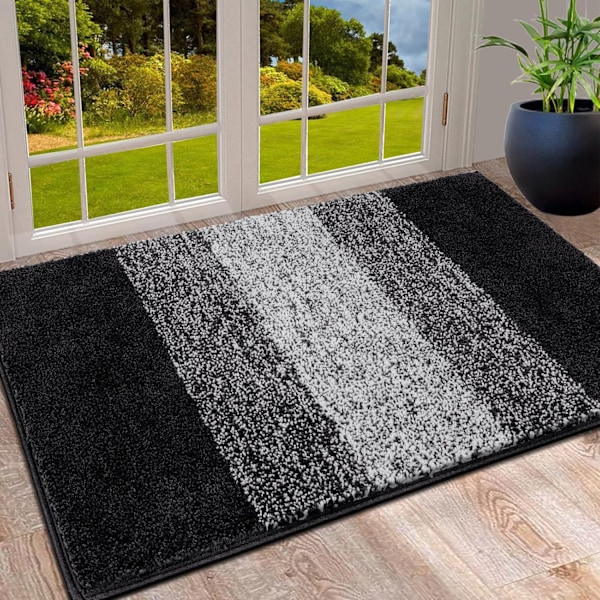 Ovimatot Sisätiloihin, Konepesu Kestävä Ovimatto, Likapyydystävä Ovimatto, Super Imuva Sisäänkäynnin Matto (50 X 80 cm, Musta) Black