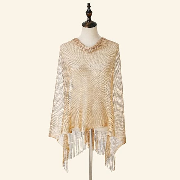 Dame Stole Skjerf Skjerf Glitrende Sjal og Wraps for Aftenkjole gold