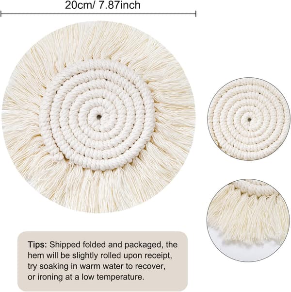 Macramé-underlägg för drycker, 4 stycken vävda underlägg