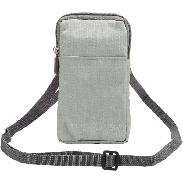 Mobiltelefon-Taljebæltetaske, Crossbody Mobiltelefonpung, Udendørs Rejse Nylon Skuldertaske, med Bæltesløjfe Karabinhage light gray 10*18*3.5 CM