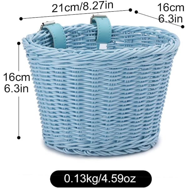 Framkorg i Plast Rattan för Cykel, Frambärare Korg Förvaring, PE Vävda Justerbar Blue