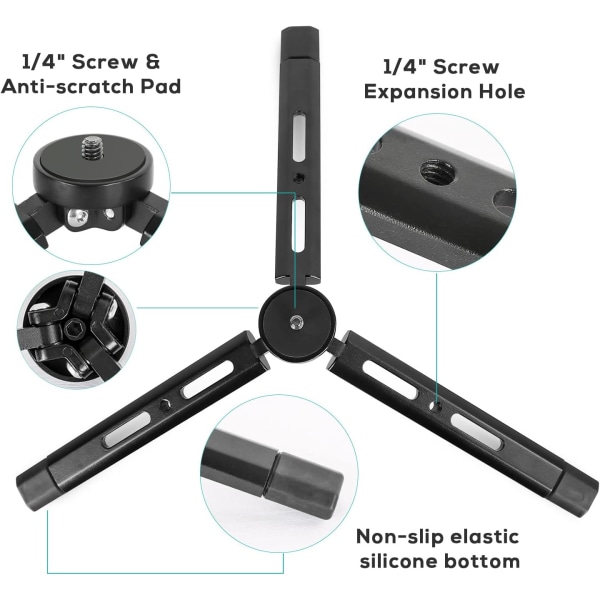 Ministativ i aluminium, bordstativ til bordplade til Zhiyun Smooth Q/4, Crane Plus/2, Ronin S/SC/RSC2, stabilisatorstativ med kardangreb