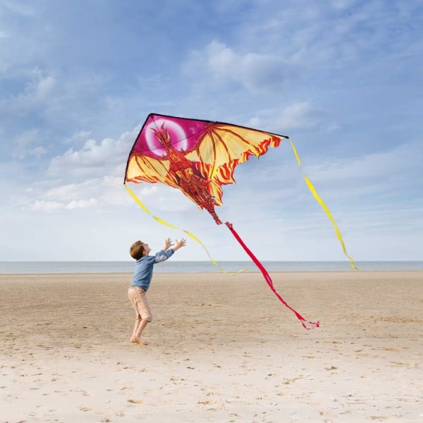 Dragon Kite , helppo lennättää Paras Delta Beach Kit, 300ft Kite String Fiery 62''