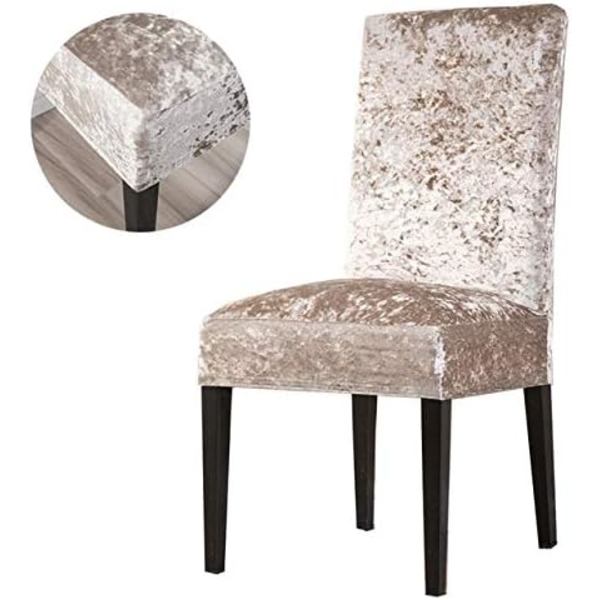 4 stk. tyk fløjlsstolbetræk spisebordsstolbetræk elastisk strækbar stolbetræk Taupe 4pcs