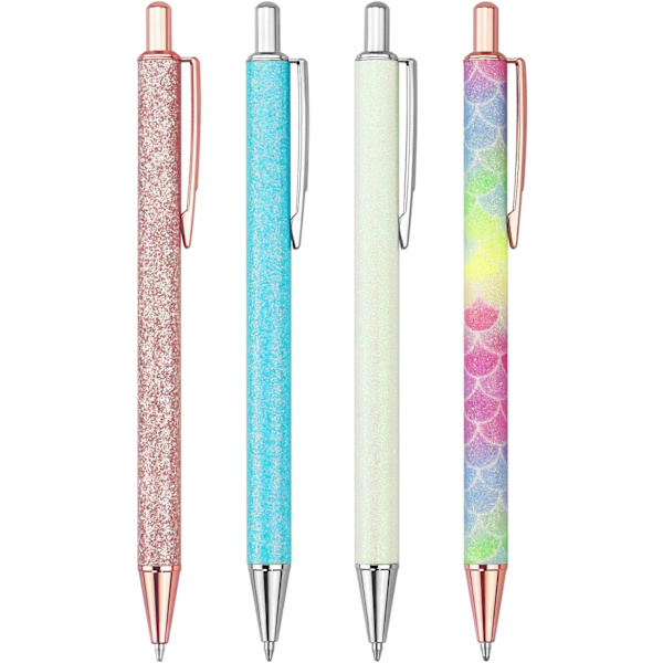 Kimalteleva ruusukullanvärinen kuulakärkikynä, musta muste, keskikokoinen kärki 1 mm, lahjat ja toimistotarvikkeet Multicolor 4 PCS