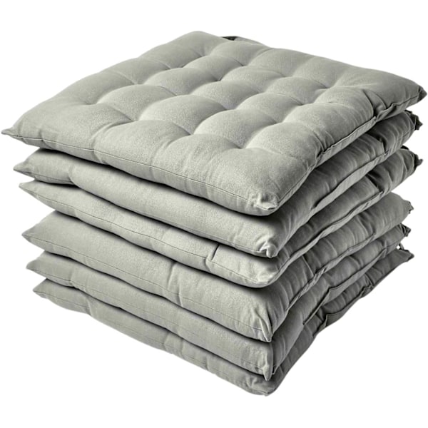 Stolputer for Spisestuestoler, Sett med 6 Bomullsstolputer med Stropper, 40x40 cm
