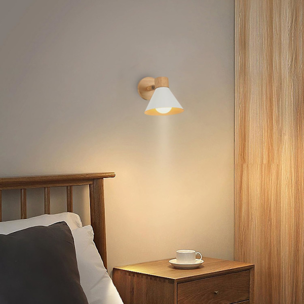 Moderne indendørs væglamper E27 Industrielle væglampe Justerbar trævæglampe Væglampe Dekoration til soveværelse Stue Korridor Cafe,Ø18cm,1PC