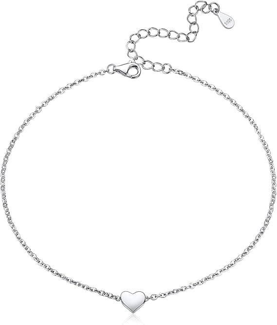 Sølv/Guld Ankelkæde, Hjerte Charm Ankelarmbånd, til Kvinder Sommer Strand Sandal Barefod Smykker Silver