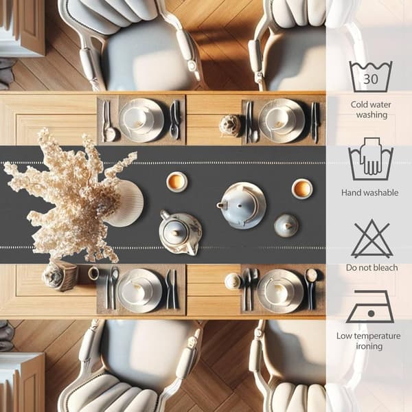 Imitert linduk, vaskbar, til spisebord, borddekorasjon dark grey