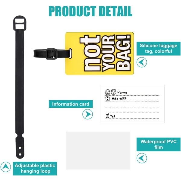 Silikoninen matkatavaralappu, 4 kpl PVC-matkatavaralappua, matkatavaralappuja matkalaukuille, matkalaukun tunnistelaput reppuun, matkatavaroihin