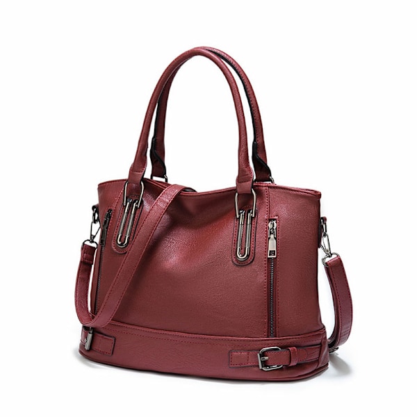 Damer Crossbody Väska PU Läder Handväskor Casual Shopper Väska Axelväska Tote Väska Stor Kapacitet Rojo vino