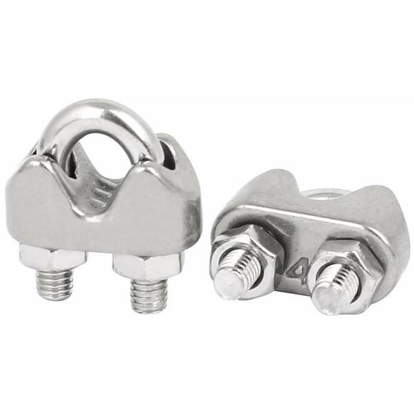 Pakke med 12 rustfri stålkabelklemmer til 4 mm diameter wire (M4)
