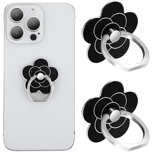 2 st Mobilringhållare Ställ Mobiltelefon Blomma Fingerring Grepp Ställ Metall Universal Kompatibla Tillbehör med Smartphone