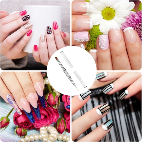 Nageldesignborste, fransk nagelborste nylonfiber nageldesignverktyg för kvinnor nageldesign