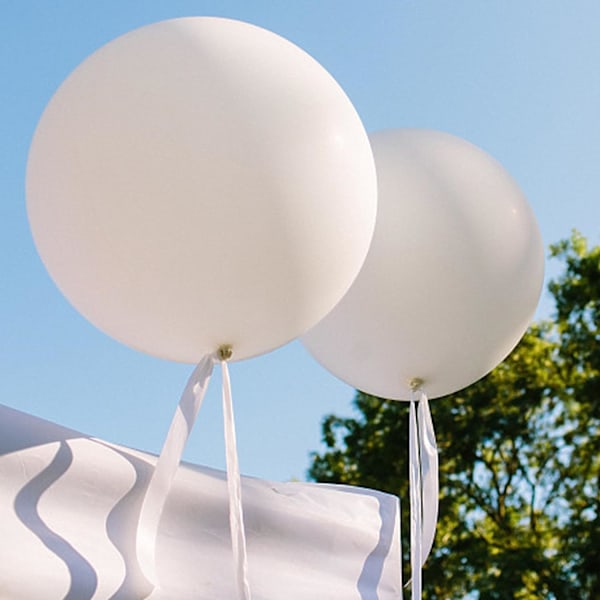 6-pak 91 cm Hvide Kæmpe Store Ekstra Store Jumbo Latex Balloner Farverige Luftballoner Runde Fødselsdagsballoner