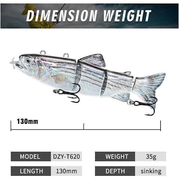Robotisk Svømmeagn USB Genopladelig LED Lys 4-Segment Multi Leddelt Swimbait Intelligent Selvkørende Elektrisk Fiskeagn