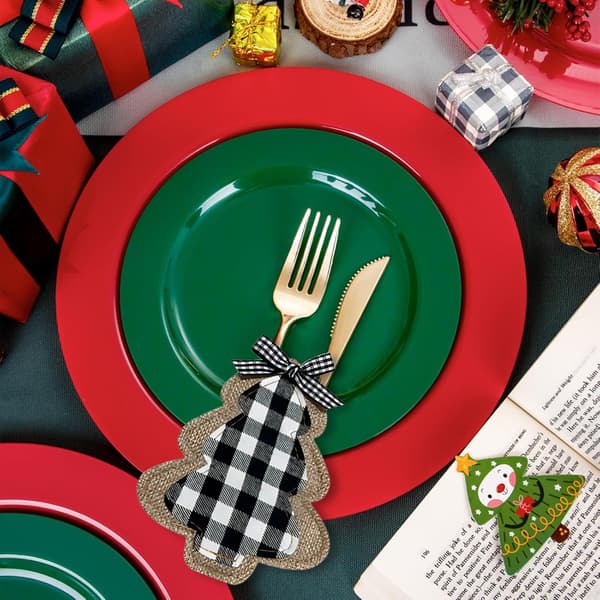 4 st julbesticksaskar Julbestickshållare Julknivar Besticksaskar Set Julservettpåse