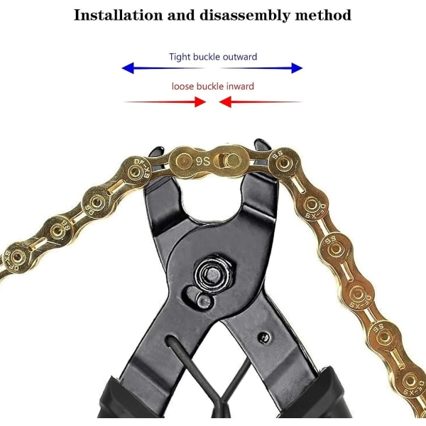 Kjedeplyer sykkelkjedeledd plyerverktøy, 2 i 1 sykkelkjede hurtigkobling hurtigutløserverktøy for landeveissykkel terrengsykkel
