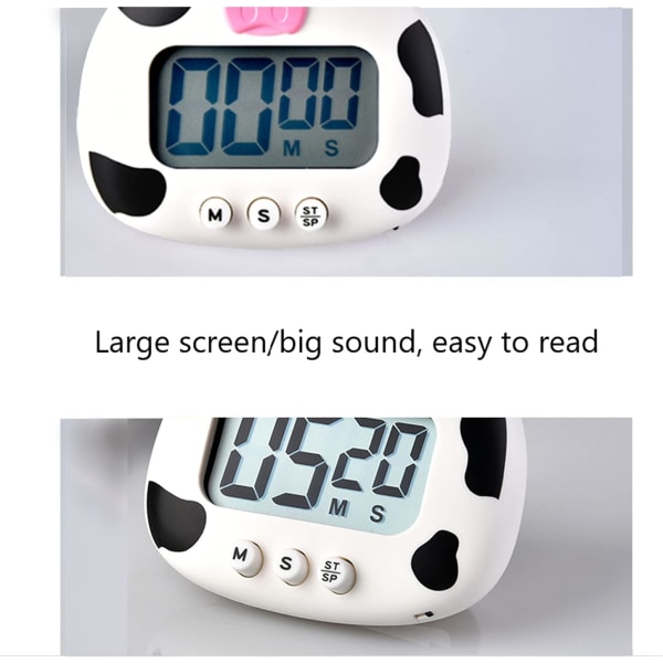 Kök Timer, Digital Klocka med Magnet, LCD Stor Skärm Visuell Klocka för Matlagning Baka Sport Spel white 7.56 x 5.51 x 2.01 inches