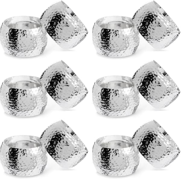 Set med 12 Silver Servettringar för Bröllop, Hem och Fest