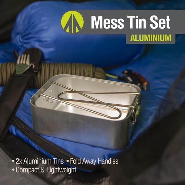 Set med 2 stapelbara aluminiummatlådor för camping och matlagning
