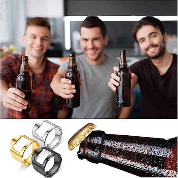 3-pack ölflasköppnarringar, färgglada ringar i rostfritt stål