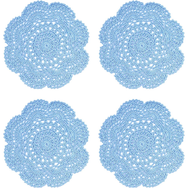 22 cm:n pitsipyöreä, virkattu, pyöreä pitsipyöreä, käsintehty Blue