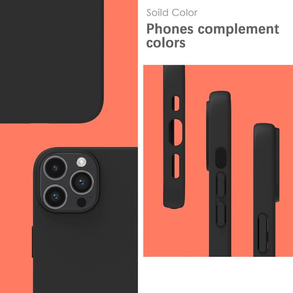 Silikondeksel til iPhone 13, myk berøring, støtsikkert, støvtett, sklisikkert helkroppsdeksel til Apple iPhone 13 Pro Max - Svart