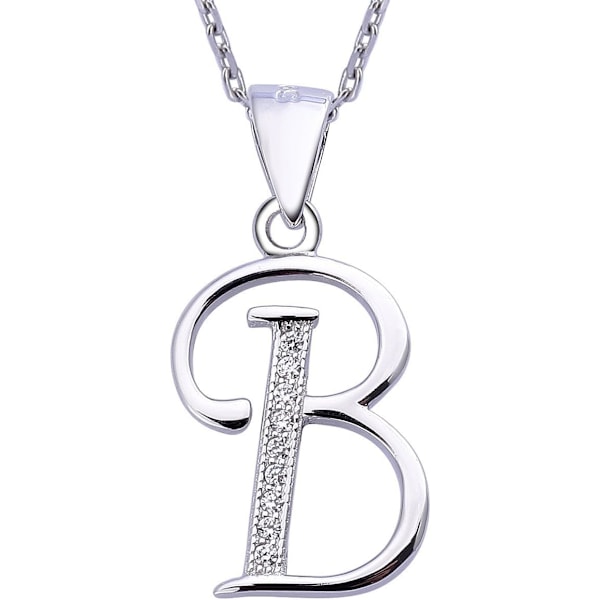 Initialhänge 925 Sterling Silver Bokstavshalsband med Kubisk Zirkonia Personliga Gåvor för Kvinnor Damflickor