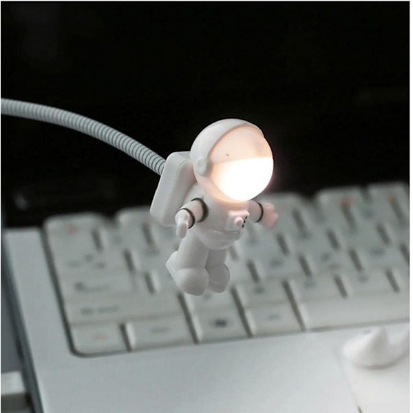 Natt LED-skrivbordslampa Ljus USB Justerbar Astronaut Rymdman Flexibel Fällbar för PC Dator, Dekorativt Ljus för Hemmet