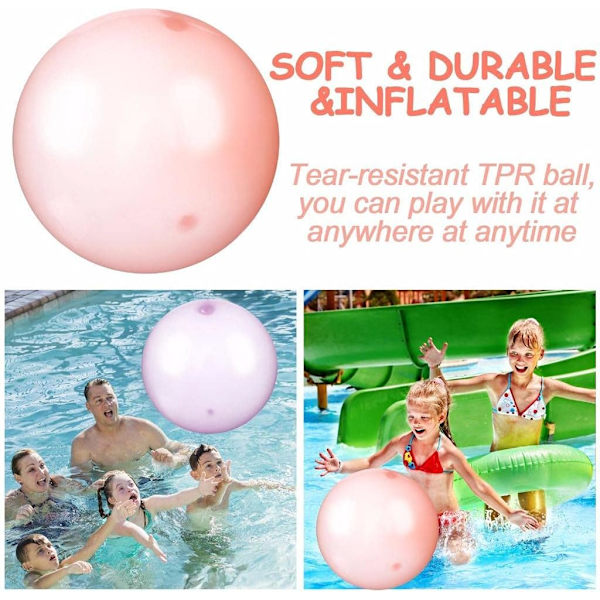 6-pack utomhus roliga uppblåsbara bubbelbollar för vatten, stora transparenta ballonger, uppblåsbara bollar, mjuka gummiballar för lek utomhus och inomhus