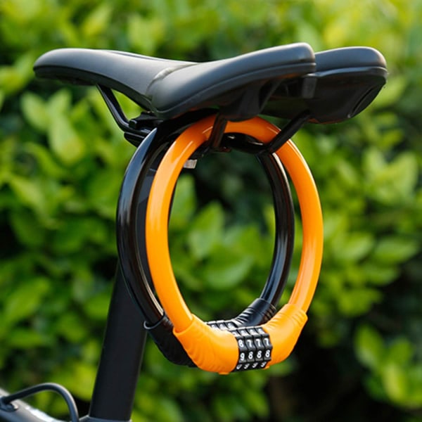 Pyörän vaijerilukko Yhdistelmäkaapeli, Kannettava pyörälukko 4-numeroisella yhdistelmällä orange