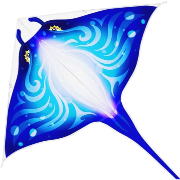 Colorful Life Devil Fish Kite，Let at flyve Delta Kite Single Line Large, Dragehåndtag inkluderet (blå) Blue