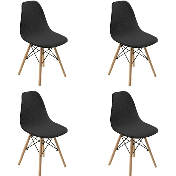 4-pack stolsöverdrag för matsal, stolsöverdrag i tyg, stretchiga stolskydd, dekorativa stolsöverdrag för vardagsrum och matsal Black