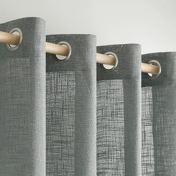 2 kpl läpinäkyviä verhoja silmukoilla, verhot kahdelle parvekkeen ovelle, verhot olohuoneeseen makuuhuoneeseen, 241x132cm (KxL) grey