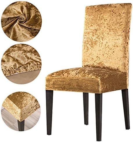 2 st tjocka sammetsstolar överdrag matstolar överdrag elastiskt stretch stolsöverdrag Golden 2pcs