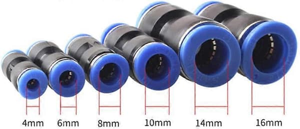 Pack Pneumatisk Koppling Vinkel, Rak, Y-Typ, T-Typ, Luftrörsreducerare för Snabbanslutning Luftledningar (8mm Rak Koppling)
