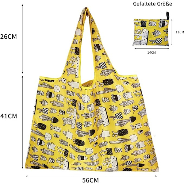 Foldbar miljøvenlig indkøbspose til rejser, camping Cactus +Deer +Lattice +Polka Dots 56*41cm