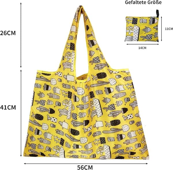 Sammenleggbar, miljøvennlig handlepose for reiser og camping Cactus +Deer 56*41cm