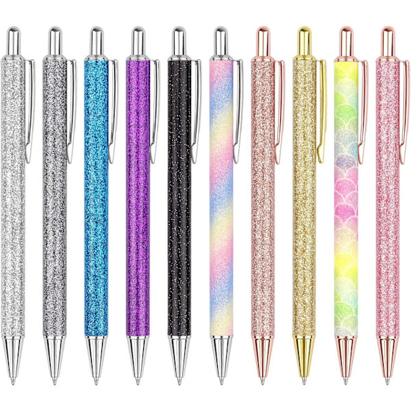 Kimaltelevat ruusukultaiset kuulakärkikynät, musta muste, keskikokoinen kärki 1 mm, lahjat ja toimistotarvikkeet Multicolor 10 PCS