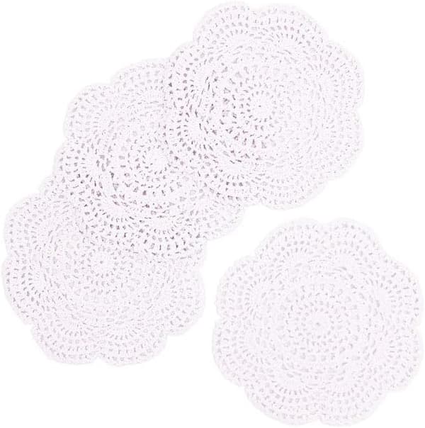 22cm spetsduk, virkad, rund spetsduk, handgjord White