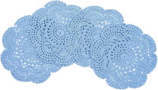 22cm spetsduk, virkad, rund spetsduk, handgjord Blue